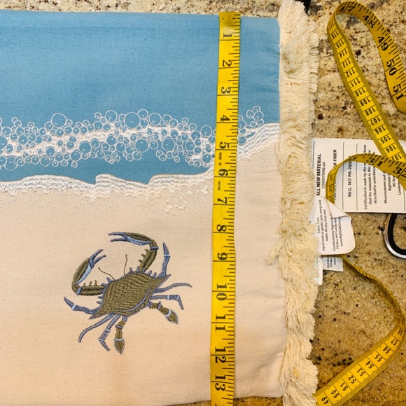 Rightside Design Blue Crab and Waves Lumbar Pillow Shams Two Piece Set Ocean - Picture 16 of 16